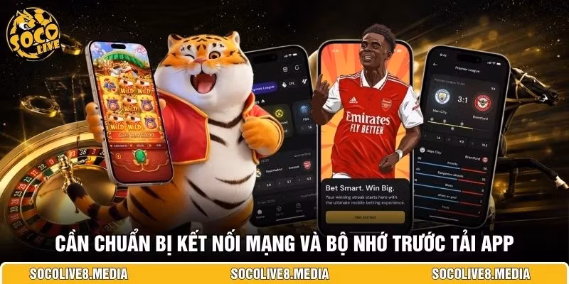 Cần chuẩn bị kết nối mạng và bộ nhớ trước tải app